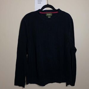 Eddie Bauer Men's Navy Blue Ribbed Crewneck Sweater Long Sleeve Pullover Cotton
